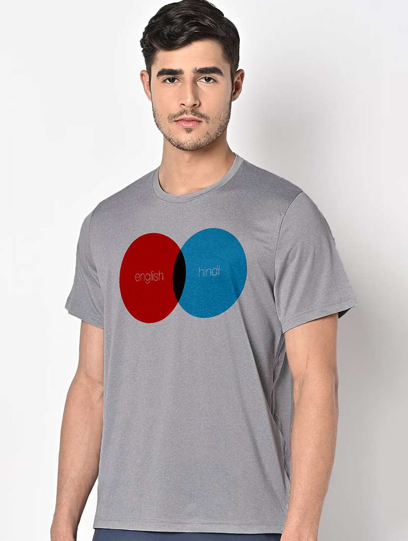 men grey round neck regular fit t-shirt - 21842260 -  Standard Image - 1
