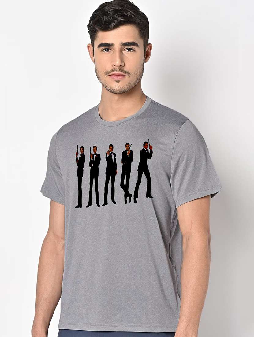 men grey round neck regular fit t-shirt - 21842262 -  Standard Image - 1