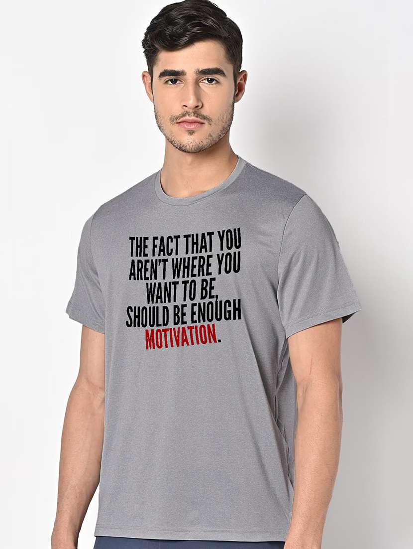 men grey round neck regular fit t-shirt - 21842263 -  Standard Image - 1