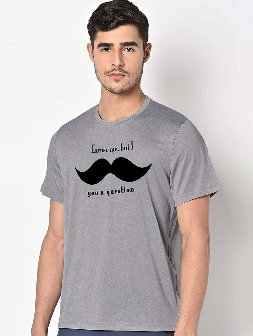 men grey round neck regular fit t-shirt - 21842264 -  Standard Image - 1