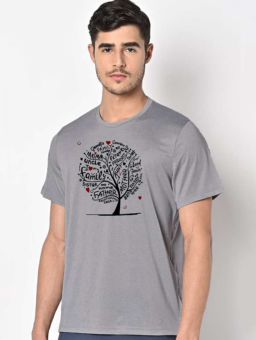 men grey round neck regular fit t-shirt - 21842268 -  Standard Image - 1