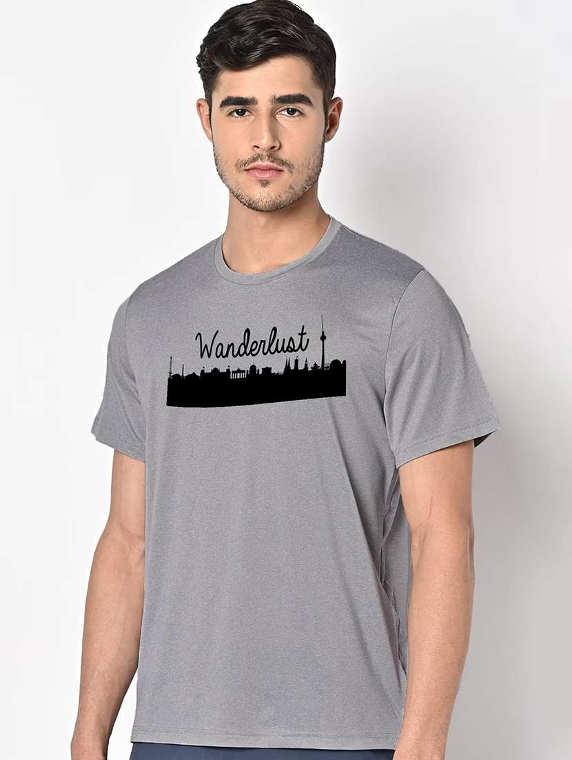 men grey round neck regular fit t-shirt - 21842269 -  Standard Image - 1