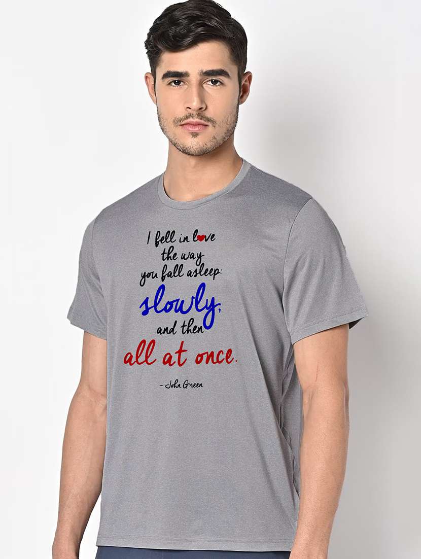 men grey round neck regular fit t-shirt - 21842285 -  Standard Image - 1