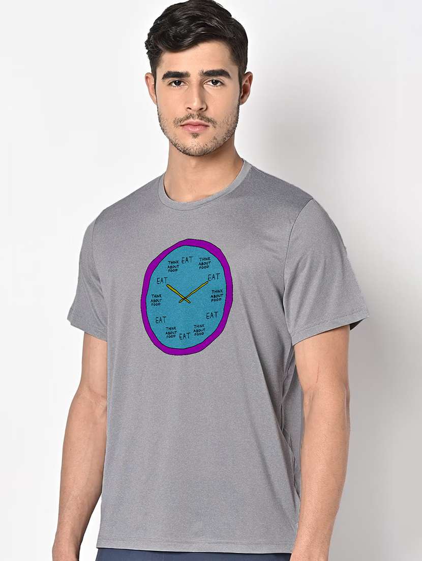 men grey round neck regular fit t-shirt - 21842291 -  Standard Image - 1