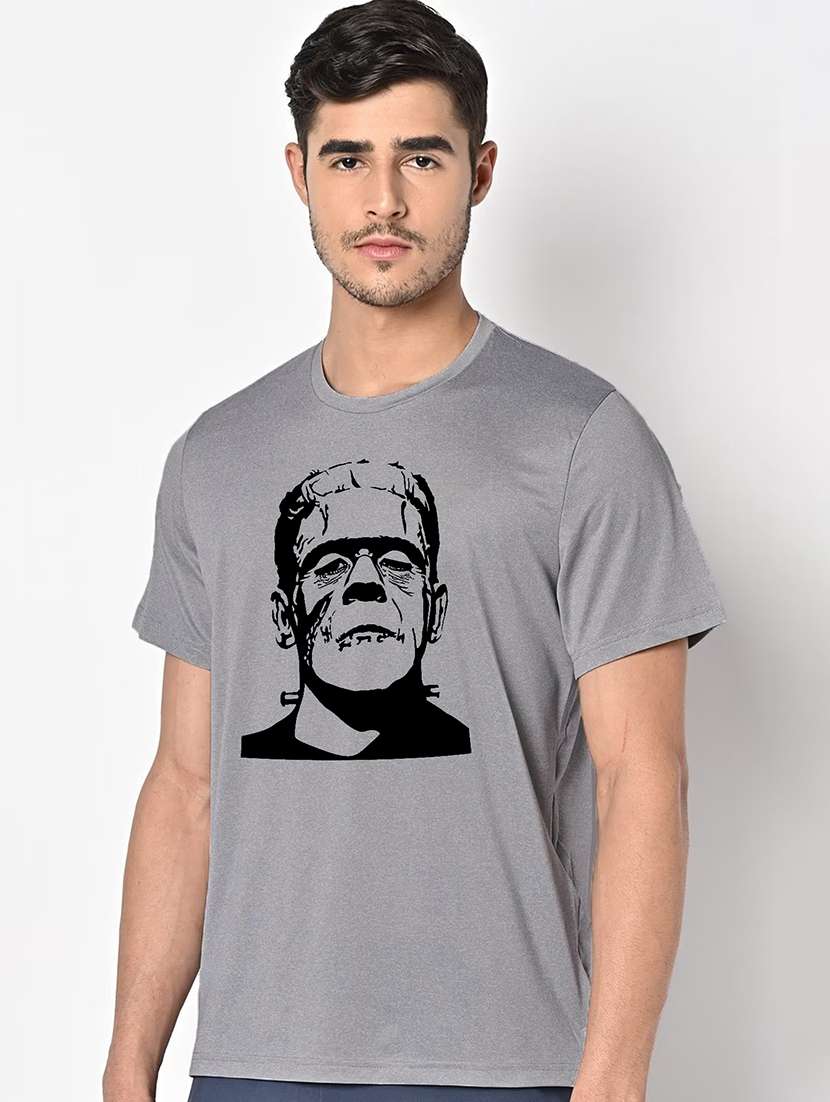 men grey round neck regular fit t-shirt - 21842299 -  Standard Image - 1