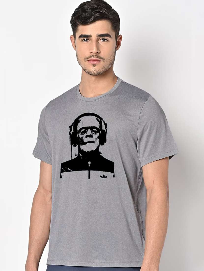 men grey round neck regular fit t-shirt - 21842300 -  Standard Image - 1