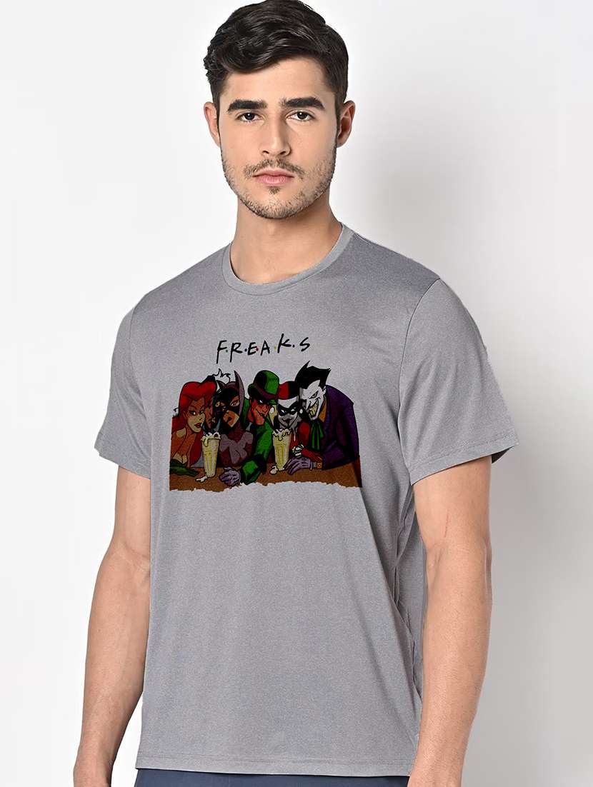 men grey round neck regular fit t-shirt - 21842305 -  Standard Image - 1