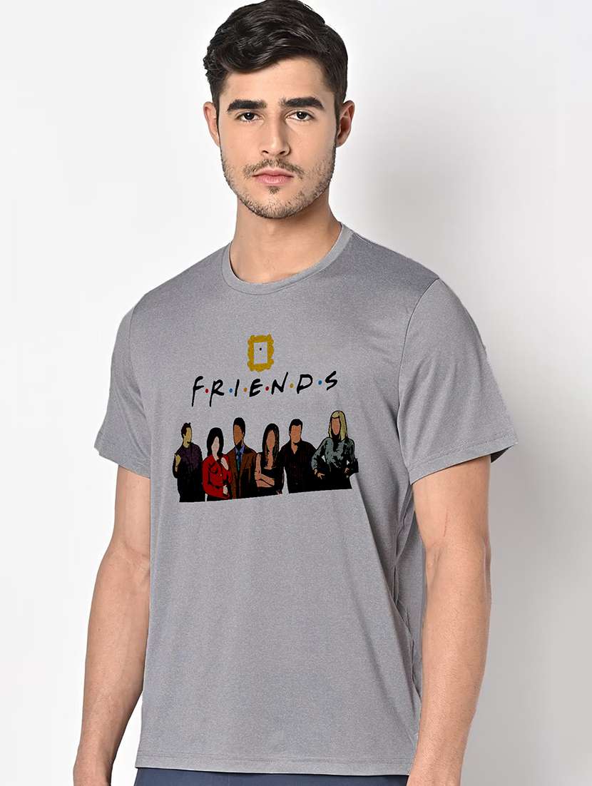 men grey round neck regular fit t-shirt - 21842314 -  Standard Image - 1