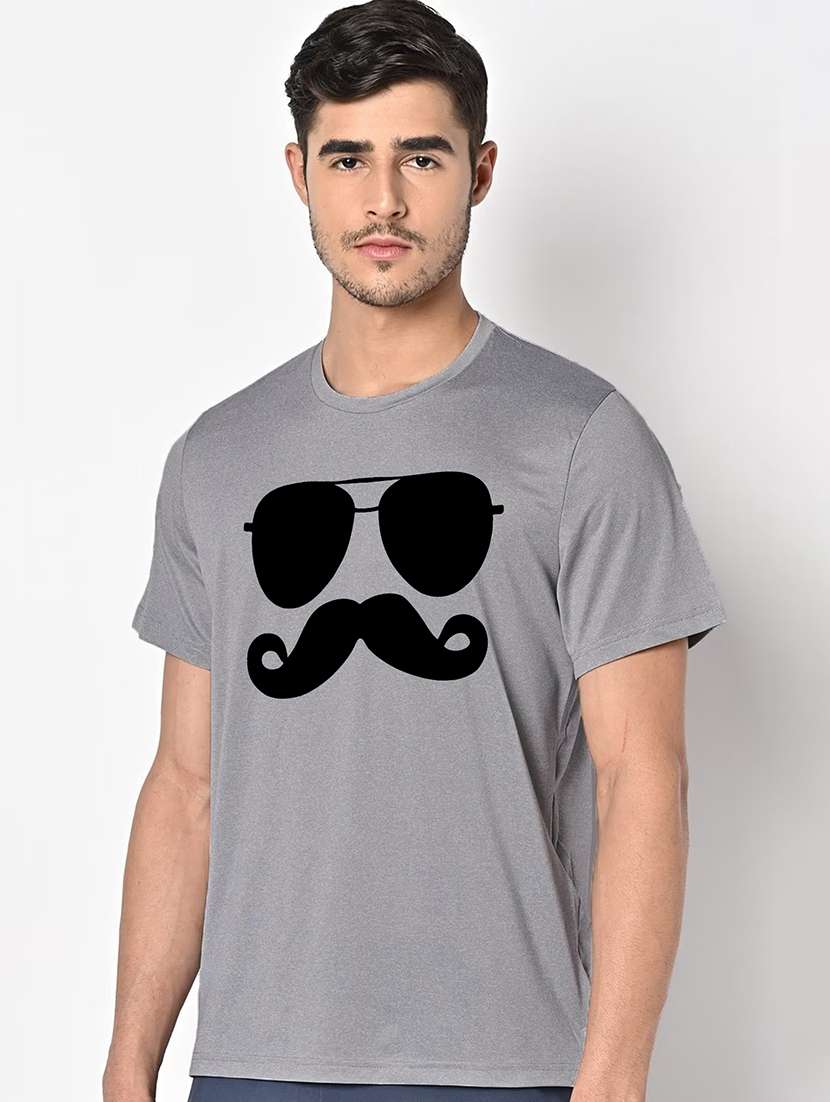 men grey round neck regular fit t-shirt - 21842317 -  Standard Image - 1