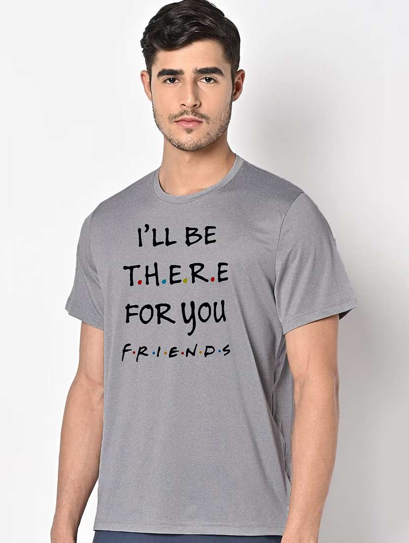 men grey round neck regular fit t-shirt - 21842323 -  Standard Image - 1