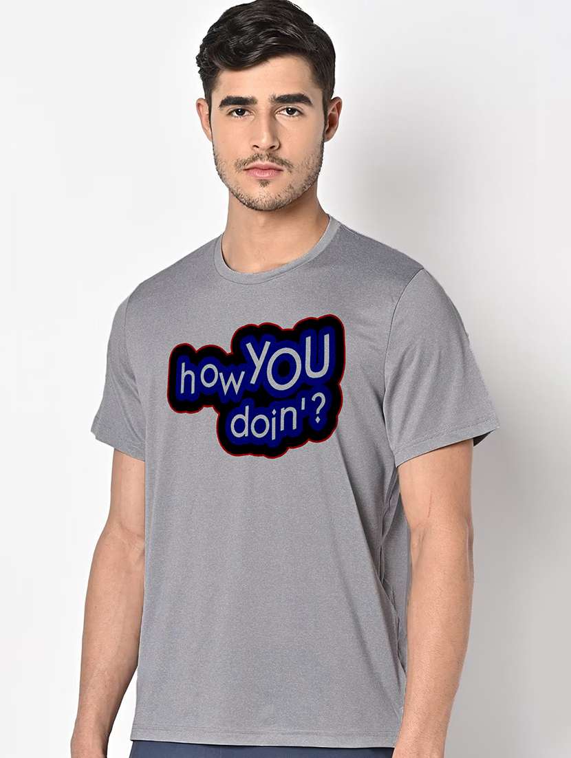 men grey round neck regular fit t-shirt - 21842325 -  Standard Image - 1
