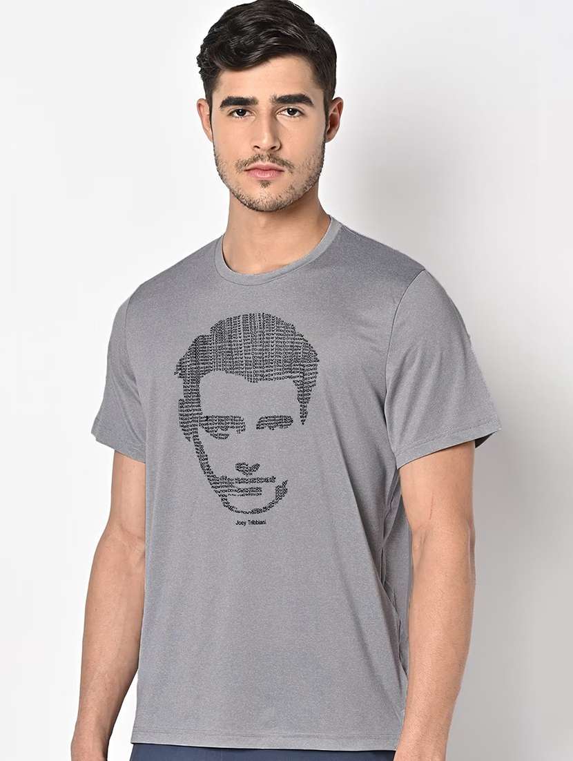 men grey round neck regular fit t-shirt - 21842326 -  Standard Image - 1