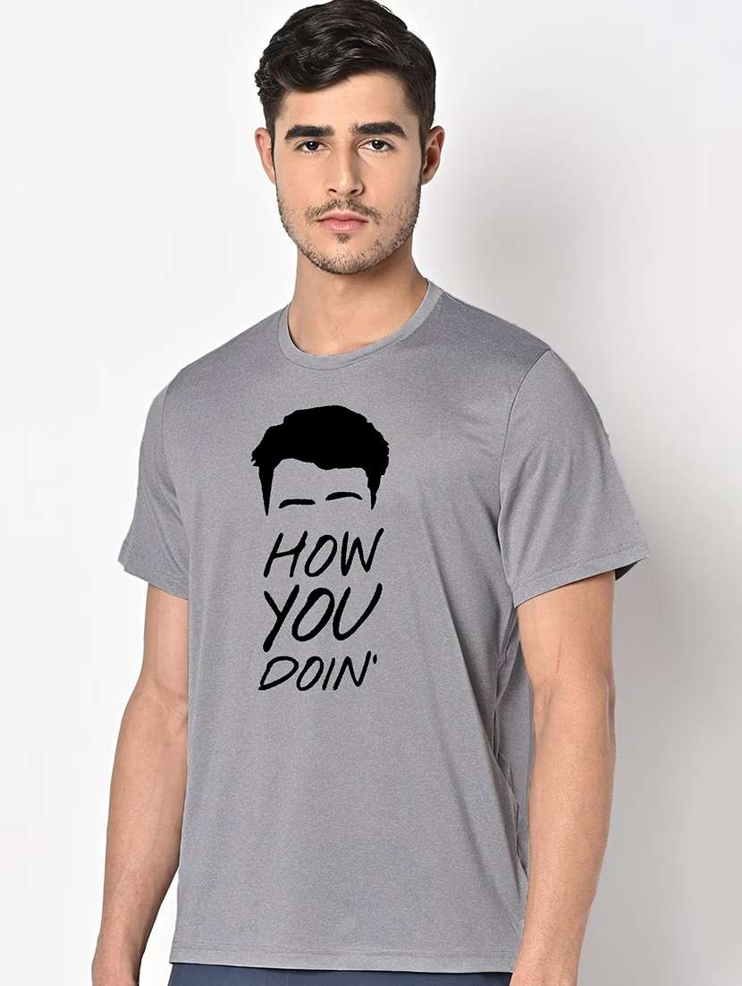 men grey round neck regular fit t-shirt - 21842327 -  Standard Image - 1