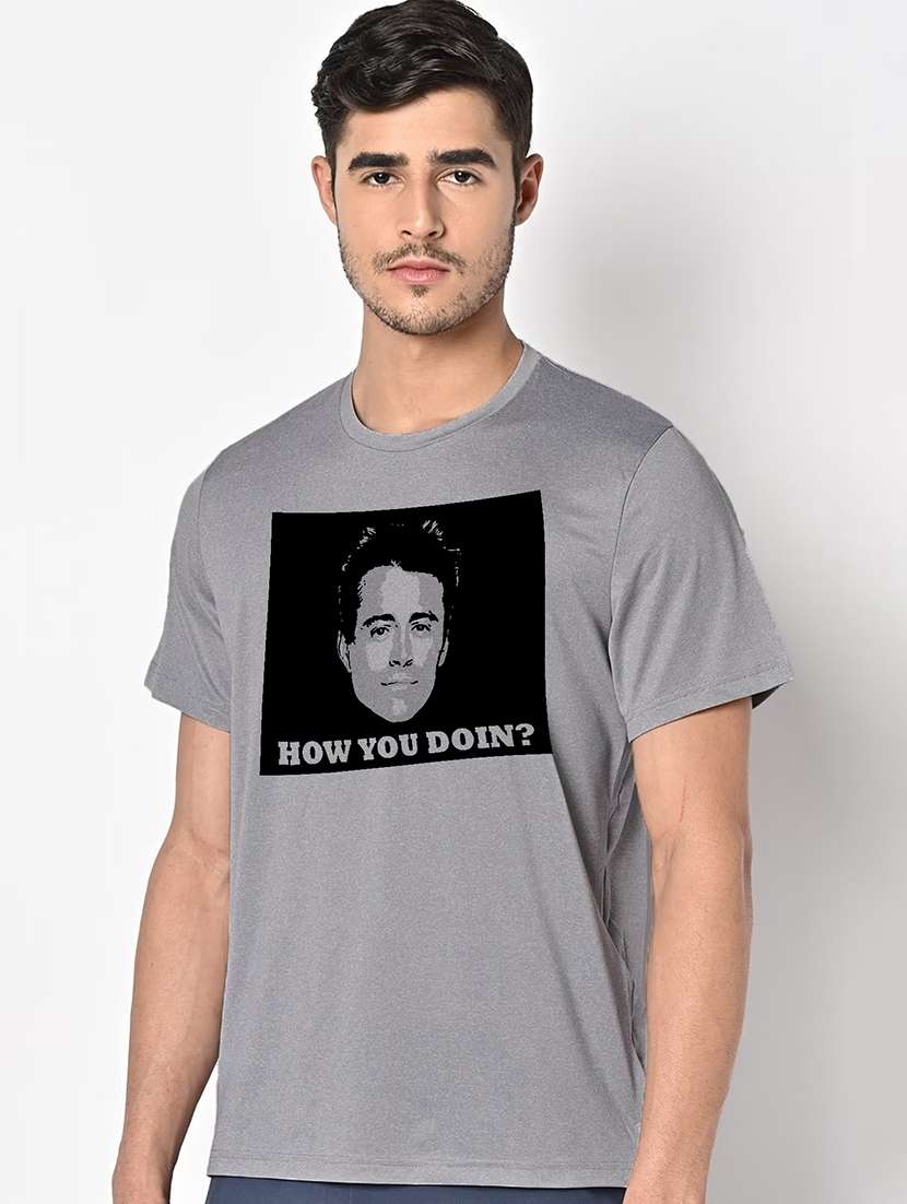 men grey round neck regular fit t-shirt - 21842329 - Standard Image - 1
