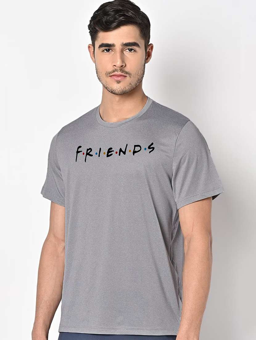men grey round neck regular fit t-shirt - 21842332 -  Standard Image - 1