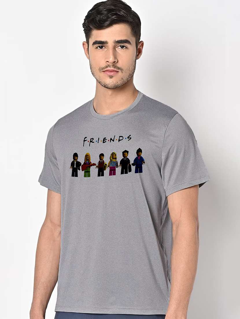 men grey round neck regular fit t-shirt - 21842333 - Standard Image - 1