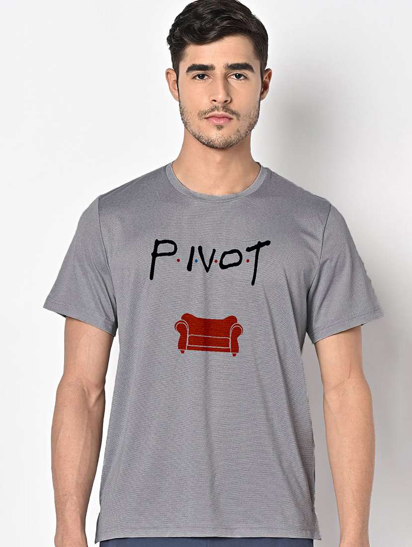 men grey round neck regular fit t-shirt