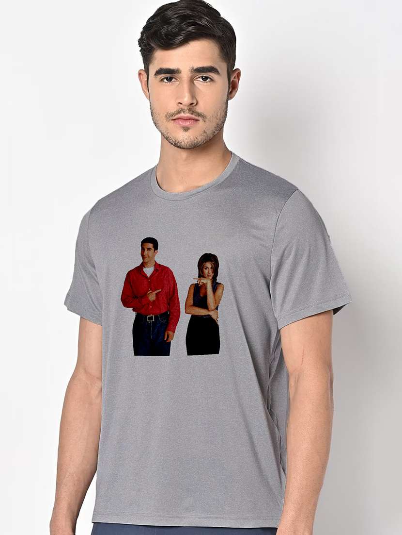 men grey round neck regular fit t-shirt - 21842336 -  Standard Image - 1