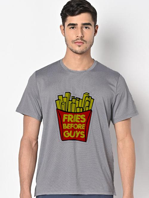 men grey round neck regular fit t-shirt - 21842341 -  Standard Image - 0