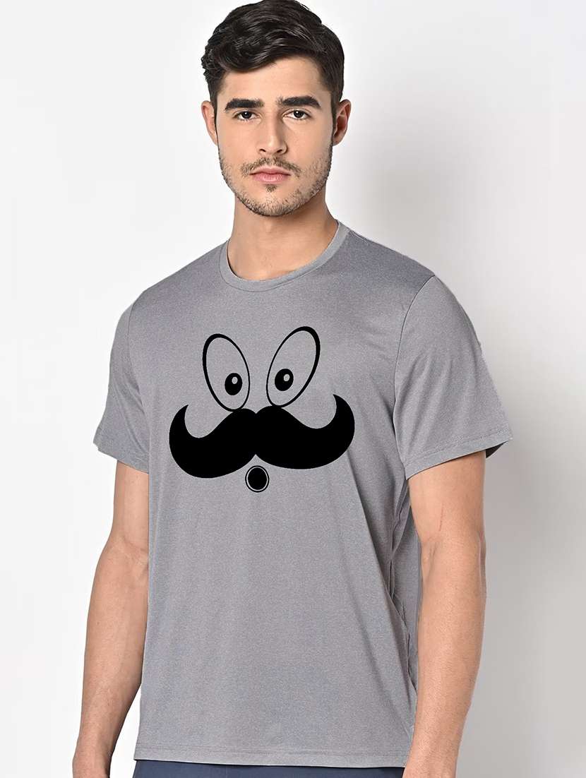 men grey round neck regular fit t-shirt - 21842345 -  Standard Image - 1