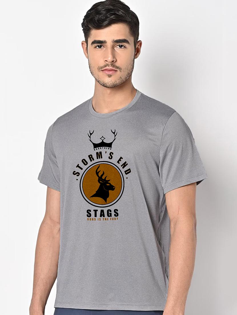 men grey round neck regular fit t-shirt - 21842349 -  Standard Image - 1
