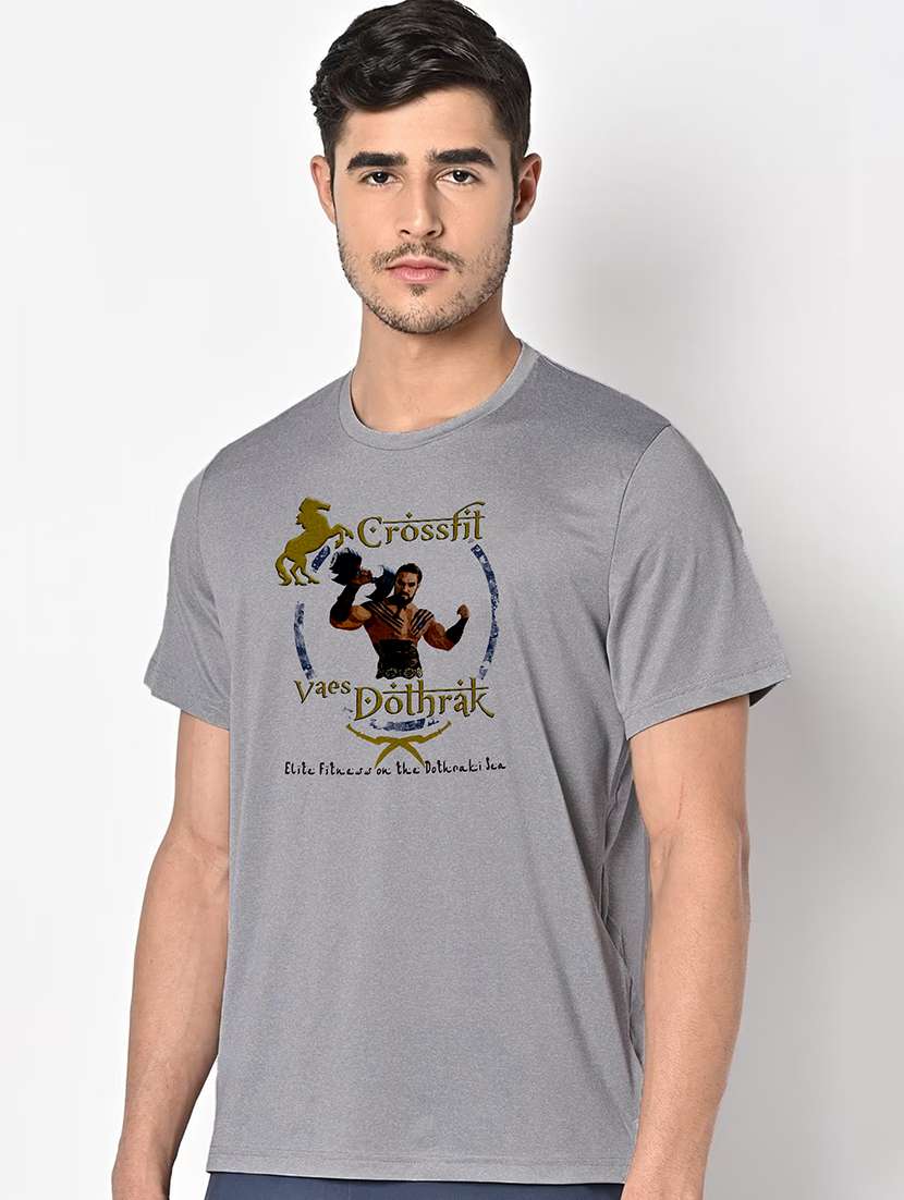 men grey round neck regular fit t-shirt - 21842353 -  Standard Image - 1