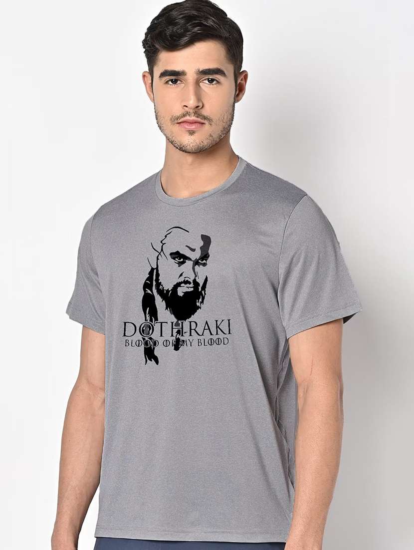 men grey round neck regular fit t-shirt - 21842354 -  Standard Image - 1