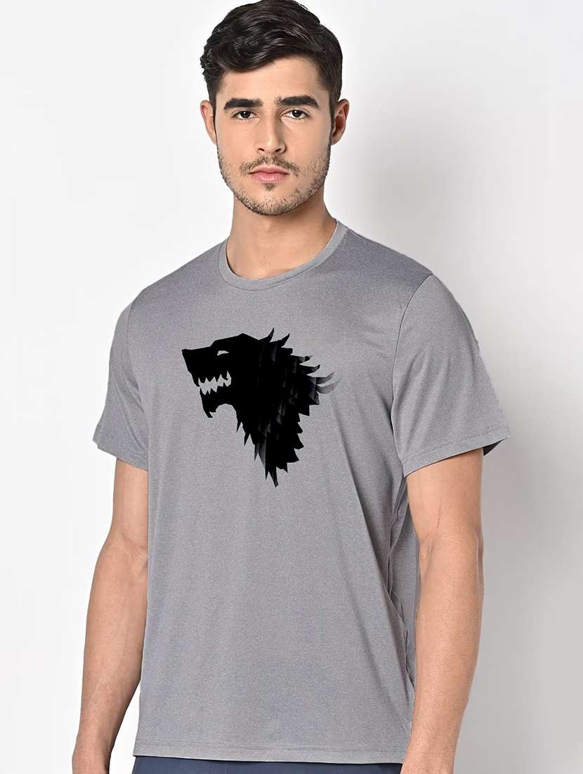 men grey round neck regular fit t-shirt - 21842359 -  Standard Image - 1