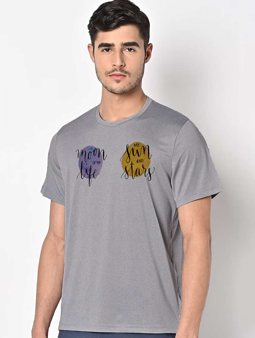men grey round neck regular fit t-shirt - 21842369 -  Standard Image - 1