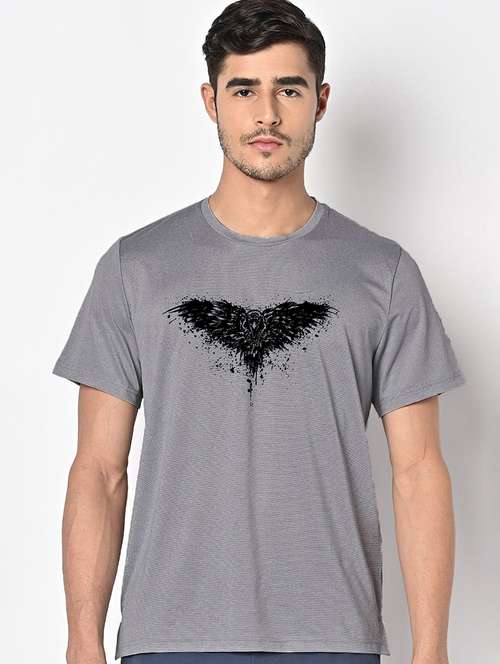 men grey round neck regular fit t-shirt - 21842371 -  Standard Image - 0