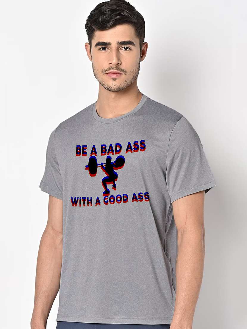 men grey round neck regular fit t-shirt - 21842372 -  Standard Image - 1