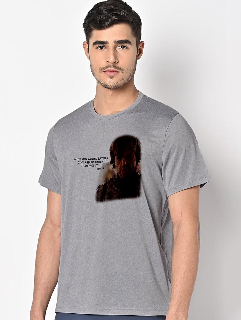 men grey round neck regular fit t-shirt - 21842374 -  Standard Image - 1
