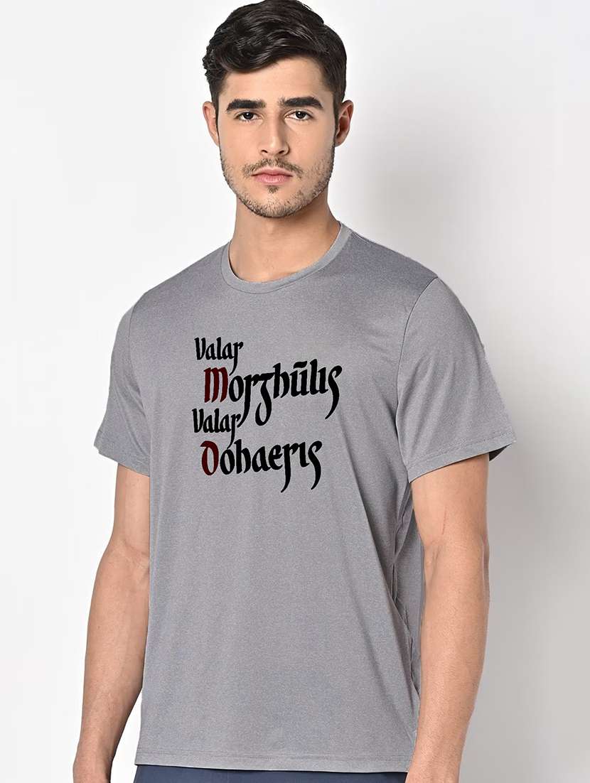 men grey round neck regular fit t-shirt - 21842378 -  Standard Image - 1