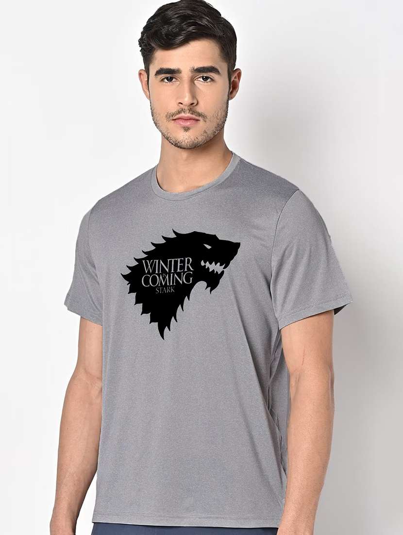 men grey round neck regular fit t-shirt - 21842380 -  Standard Image - 1