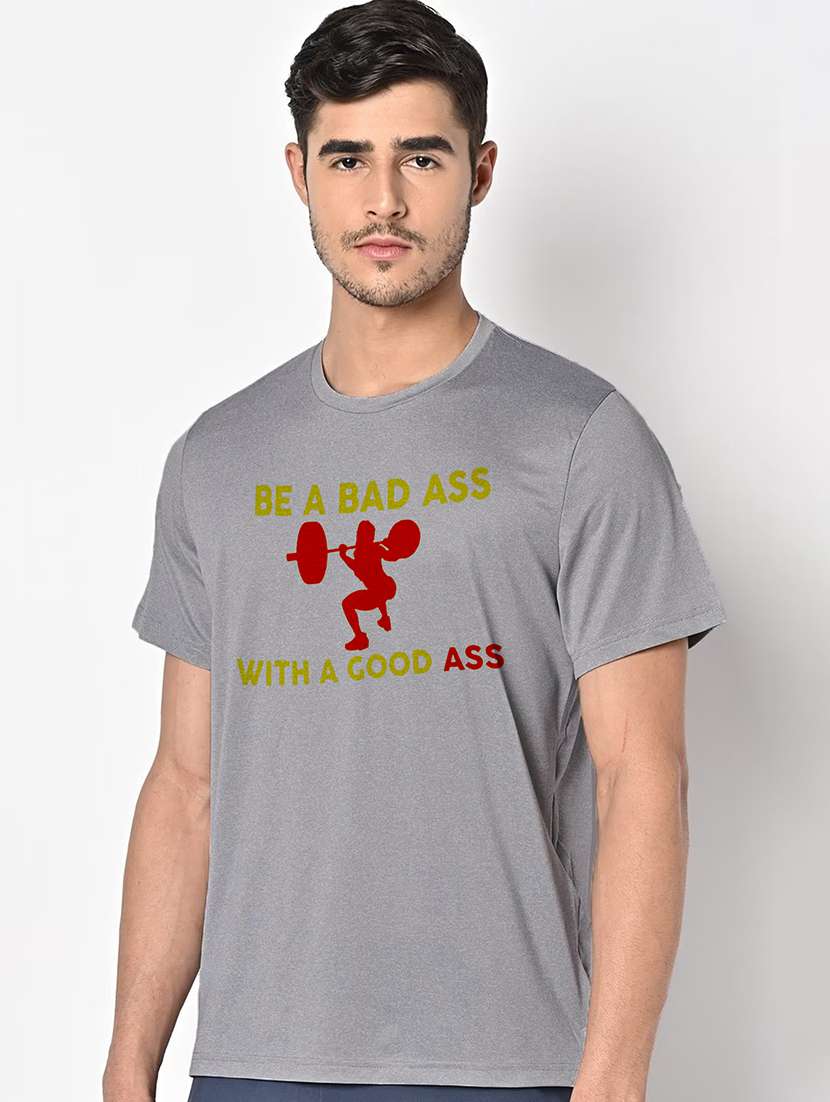 men grey round neck regular fit t-shirt - 21842383 -  Standard Image - 1