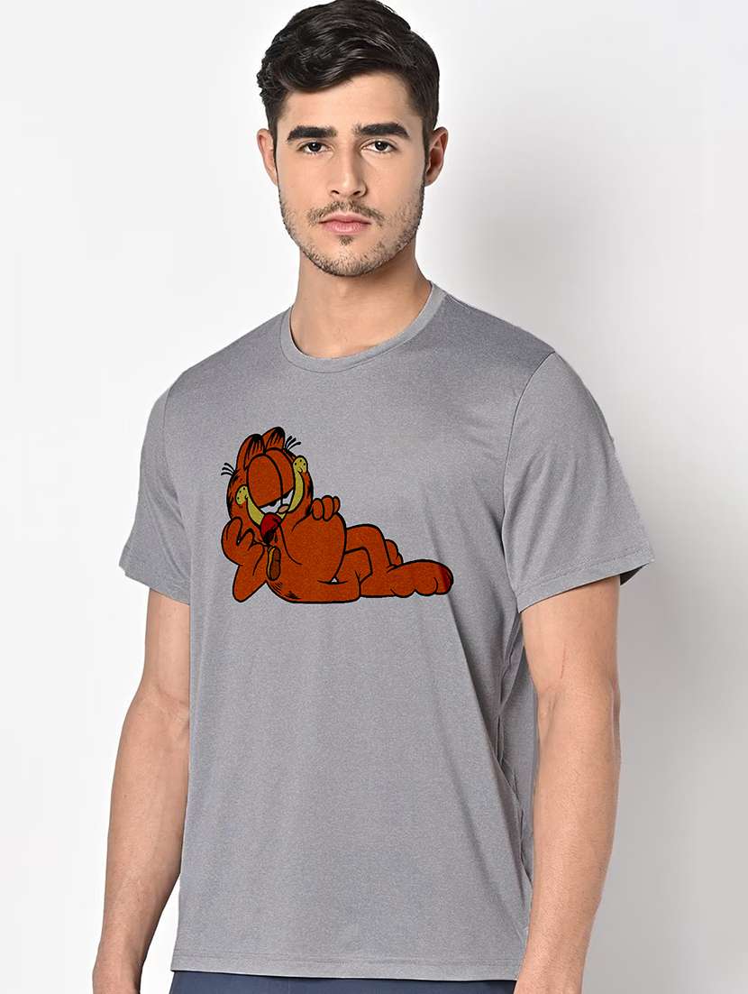 men grey round neck regular fit t-shirt - 21842384 -  Standard Image - 1