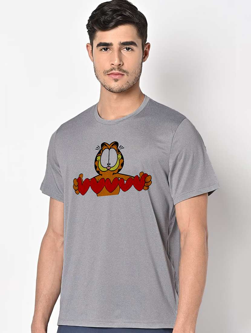 men grey round neck regular fit t-shirt - 21842386 -  Standard Image - 1