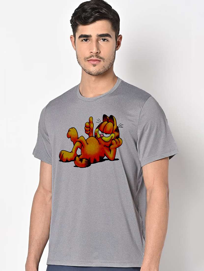 men grey round neck regular fit t-shirt - 21842389 -  Standard Image - 1