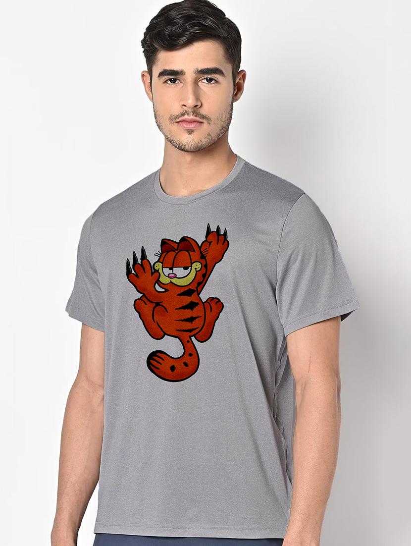 men grey round neck regular fit t-shirt - 21842390 - Standard Image - 1