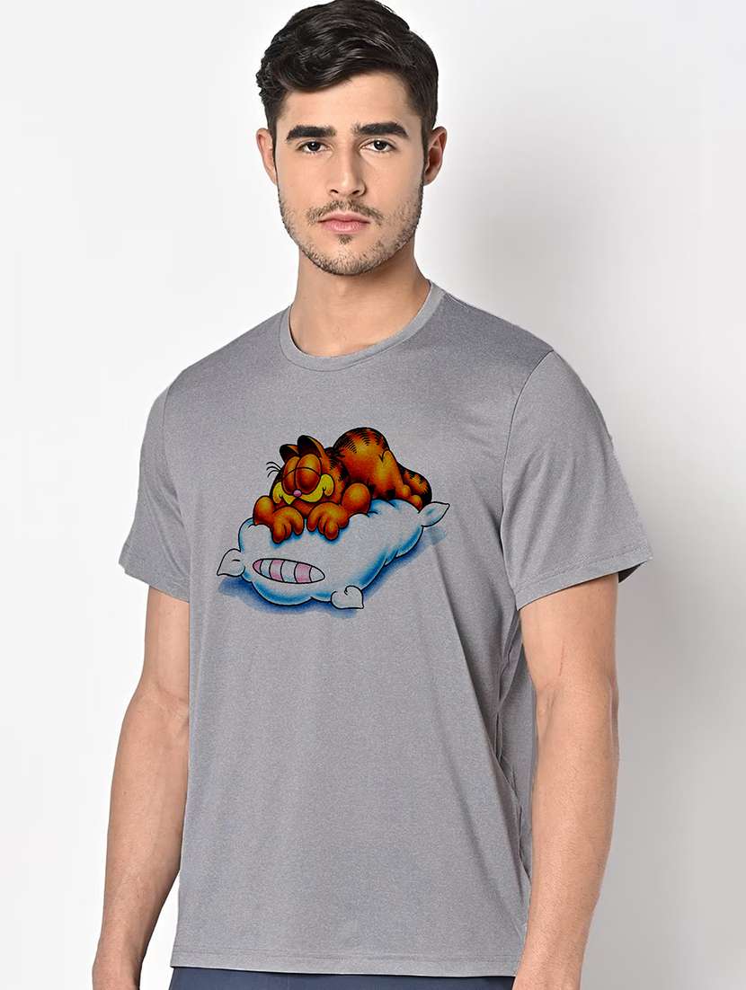 men grey round neck regular fit t-shirt - 21842392 -  Standard Image - 1