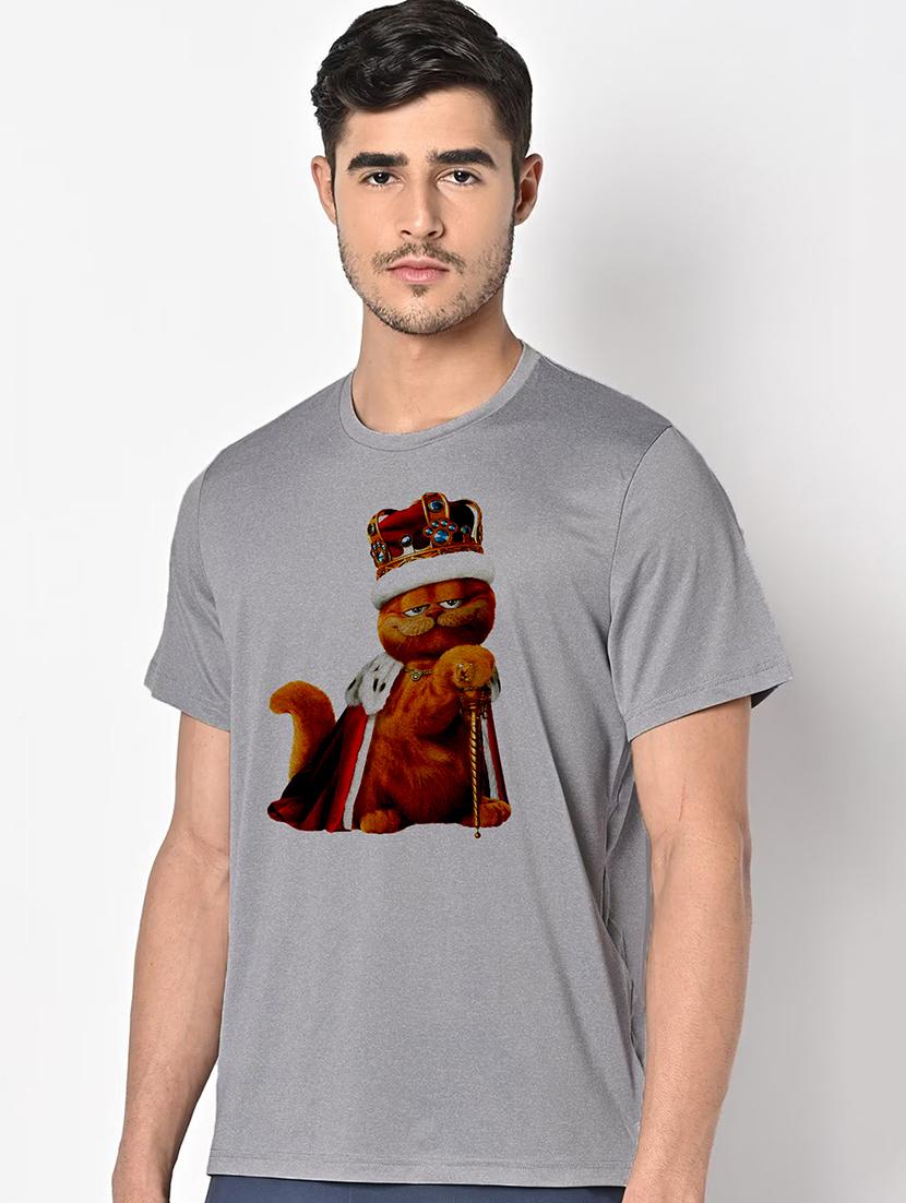 men grey round neck regular fit t-shirt - 21842393 - Standard Image - 1