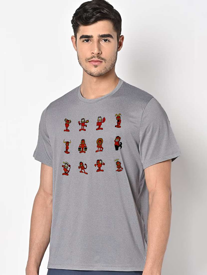 men grey round neck regular fit t-shirt - 21842395 -  Standard Image - 1