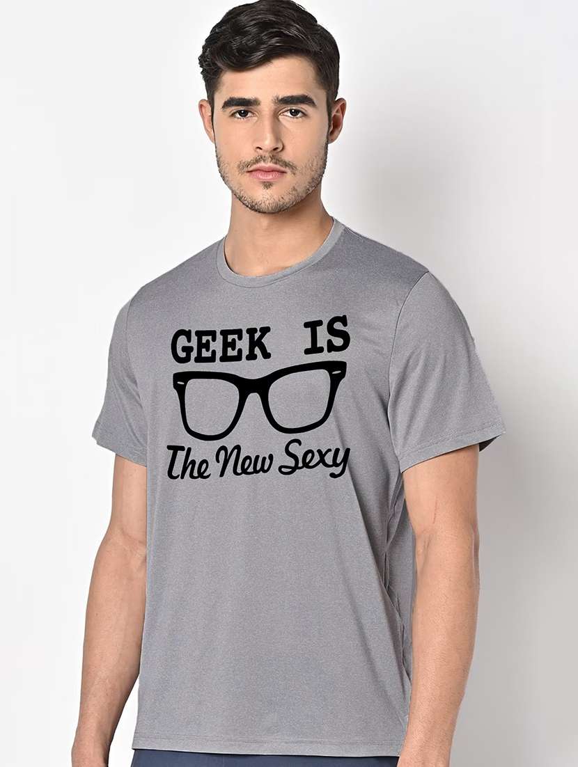 men grey round neck regular fit t-shirt - 21842402 -  Standard Image - 1