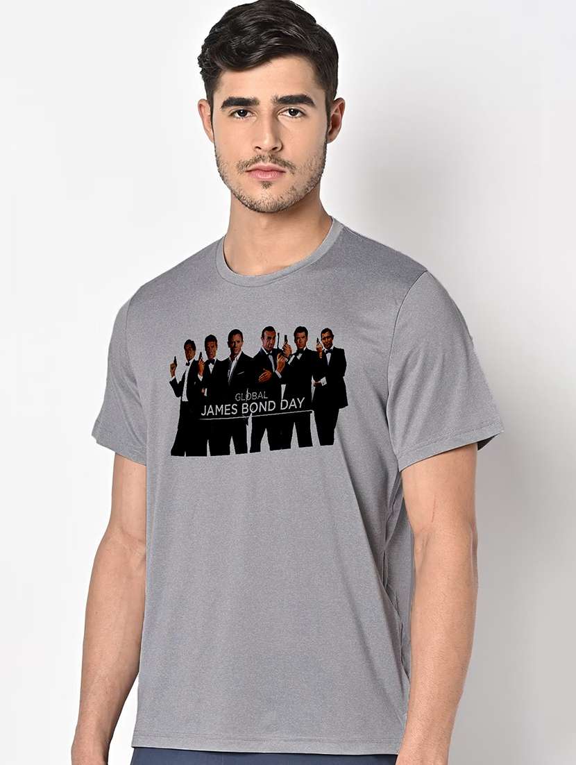 men grey round neck regular fit t-shirt - 21842408 -  Standard Image - 1