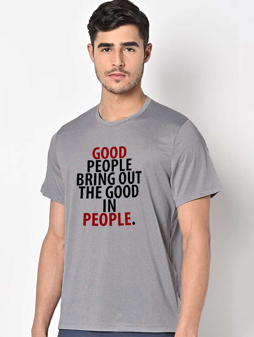 men grey round neck regular fit t-shirt - 21842415 -  Standard Image - 1