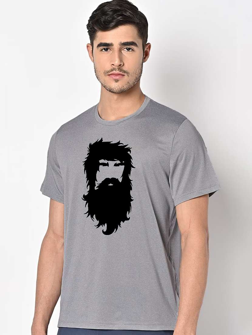 men grey round neck regular fit t-shirt - 21842419 -  Standard Image - 1