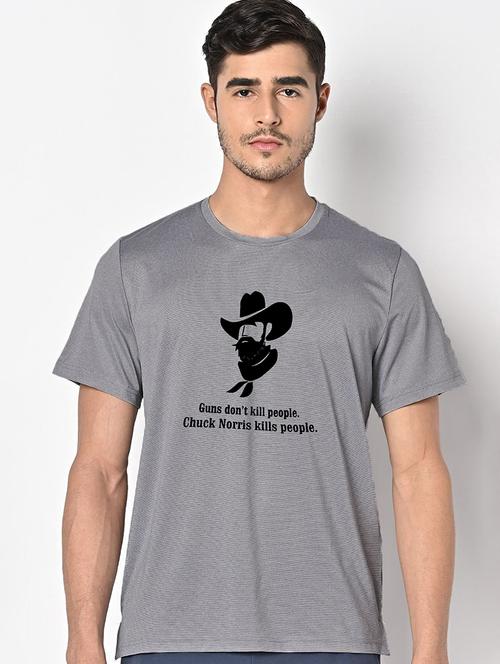 men grey round neck regular fit t-shirt - 21842422 -  Standard Image - 0