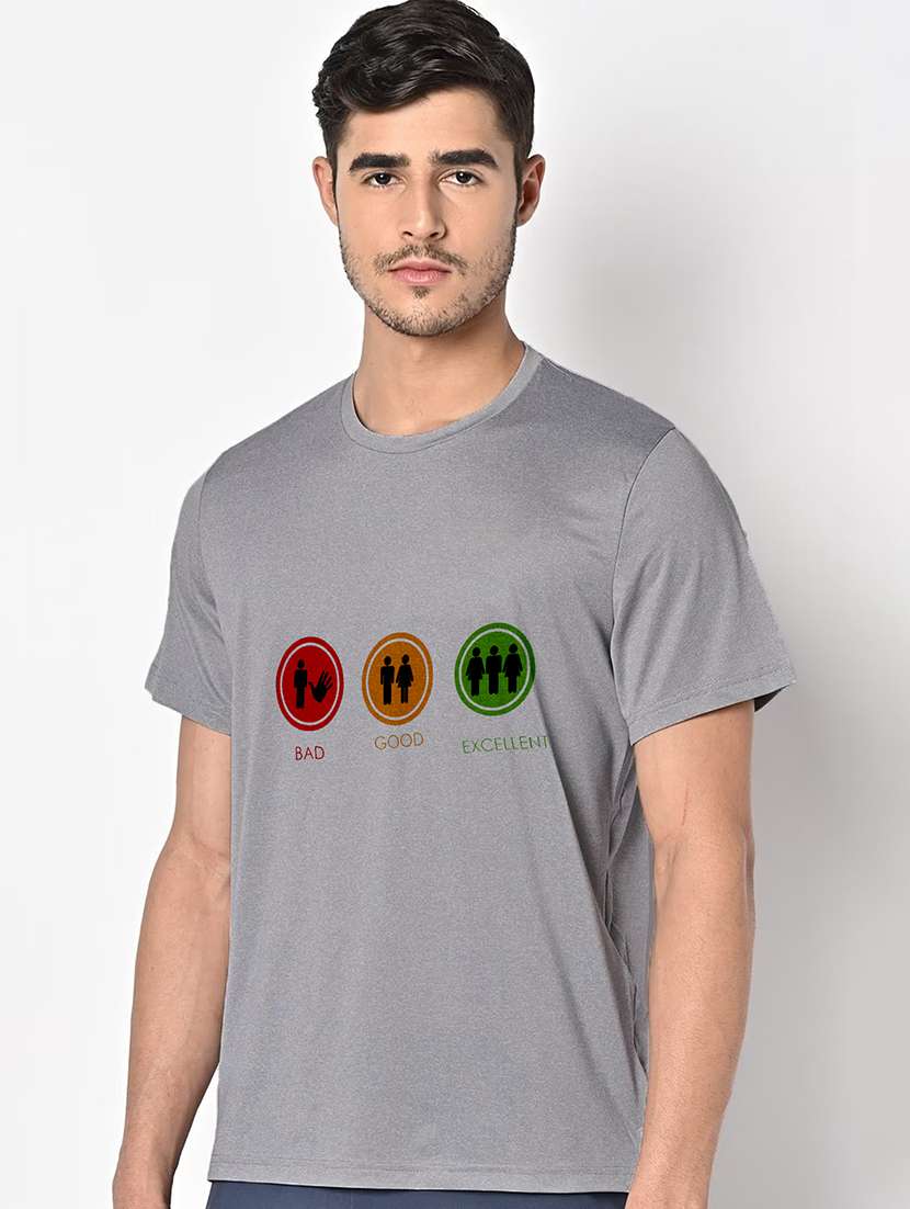 men grey round neck regular fit t-shirt - 21842427 -  Standard Image - 1