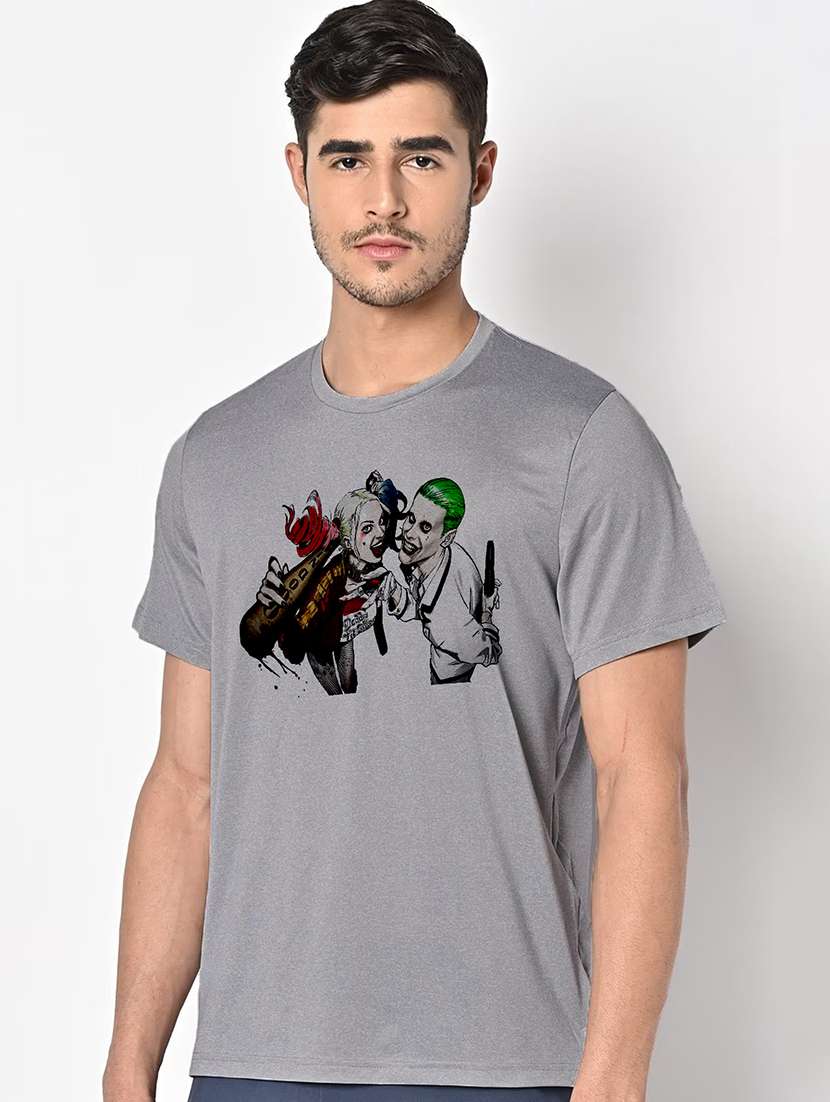 men grey round neck regular fit t-shirt - 21842433 - Standard Image - 1