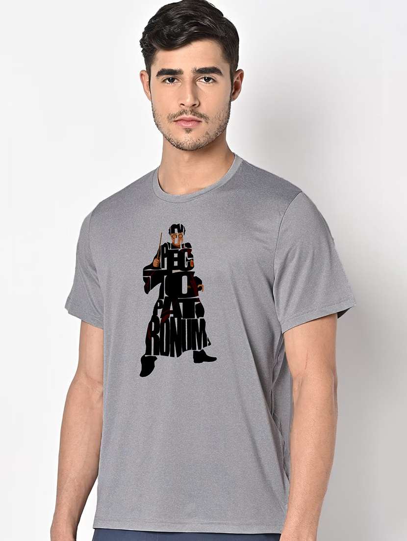 men grey round neck regular fit t-shirt - 21842441 -  Standard Image - 1